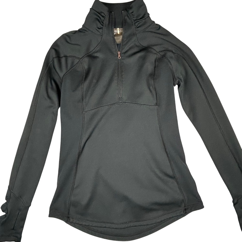 Calia Activewear Black Quarter Zip Long Sleeve Athletic Top Thumbholes Women's M
